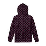 Black And Pink Spider Web Pattern Print Pullover Hoodie