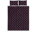 Black And Pink Spider Web Pattern Print Quilt Bed Set