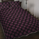 Black And Pink Spider Web Pattern Print Quilt Bed Set