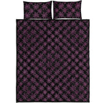 Black And Pink Spider Web Pattern Print Quilt Bed Set