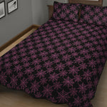 Black And Pink Spider Web Pattern Print Quilt Bed Set