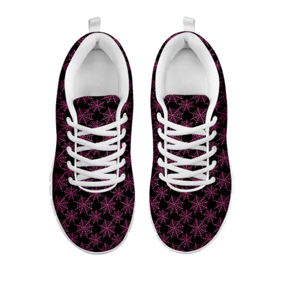 Black And Pink Spider Web Pattern Print White Sneakers