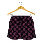 Black And Pink Spider Web Pattern Print Women's Shorts