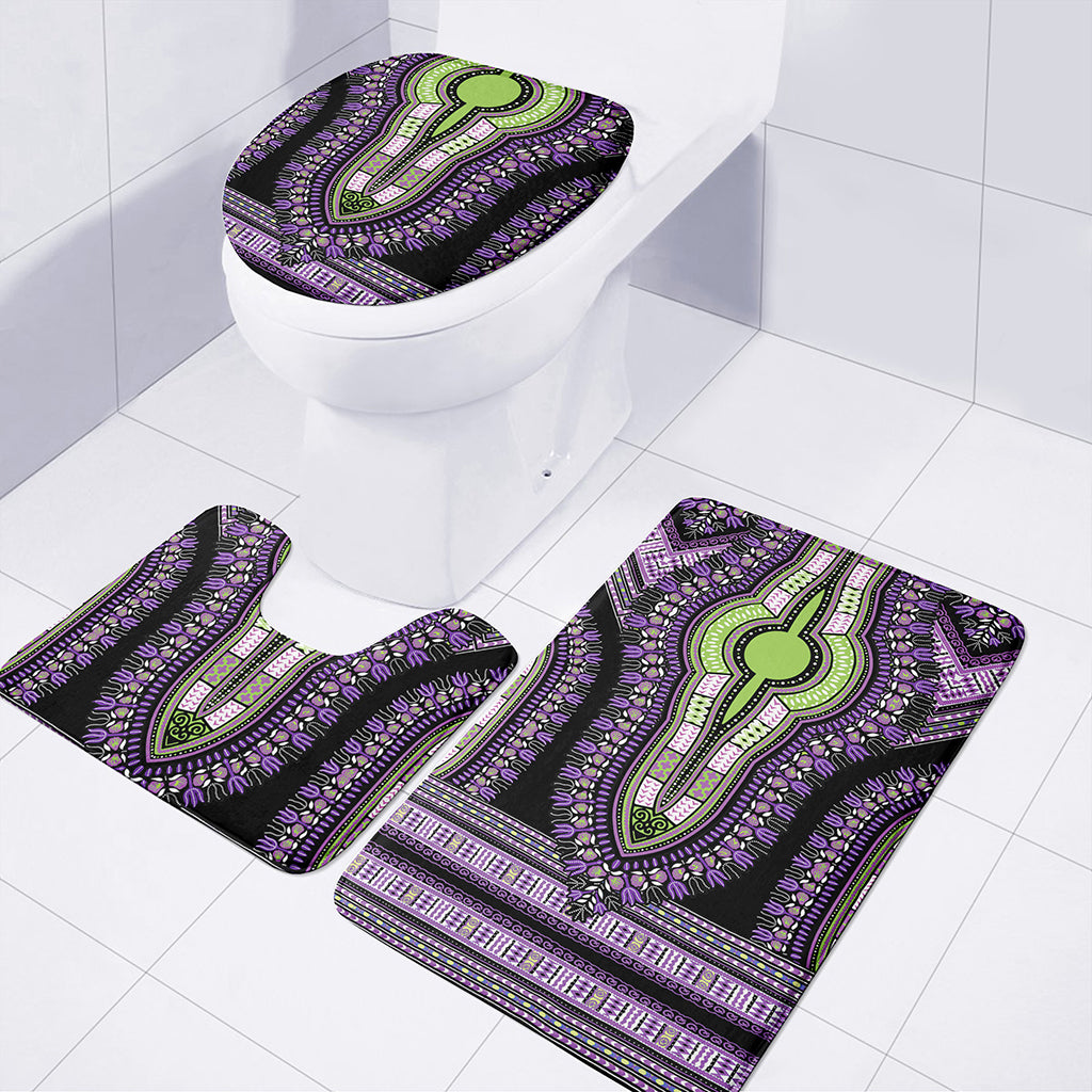Black And Purple African Dashiki Print 3 Piece Bath Mat Set