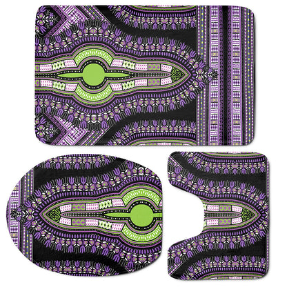 Black And Purple African Dashiki Print 3 Piece Bath Mat Set