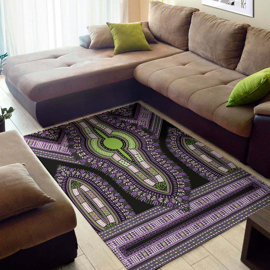 Black And Purple African Dashiki Print Area Rug