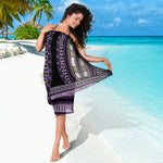 Black And Purple African Dashiki Print Beach Sarong Wrap