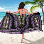 Black And Purple African Dashiki Print Beach Sarong Wrap
