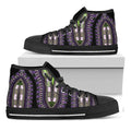 Black And Purple African Dashiki Print Black High Top Sneakers
