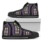 Black And Purple African Dashiki Print Black High Top Shoes