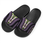 Black And Purple African Dashiki Print Black Slide Sandals