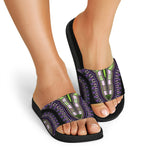Black And Purple African Dashiki Print Black Slide Sandals
