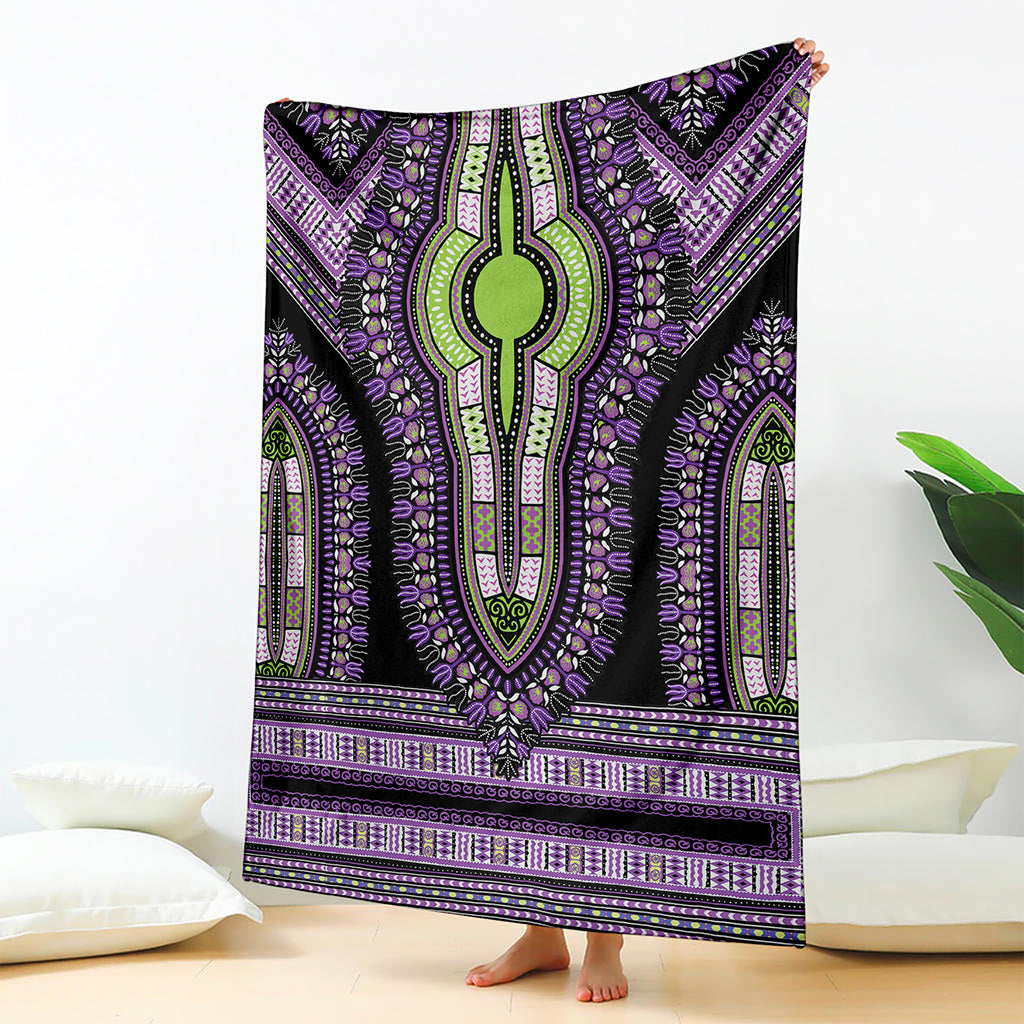 Black And Purple African Dashiki Print Blanket