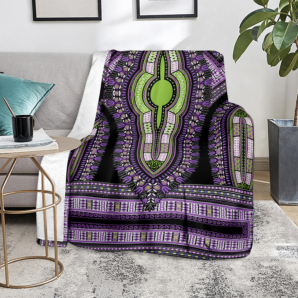 Black And Purple African Dashiki Print Blanket