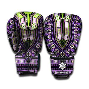 Black And Purple African Dashiki Print Boxing Gloves