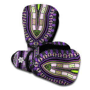 Black And Purple African Dashiki Print Boxing Gloves