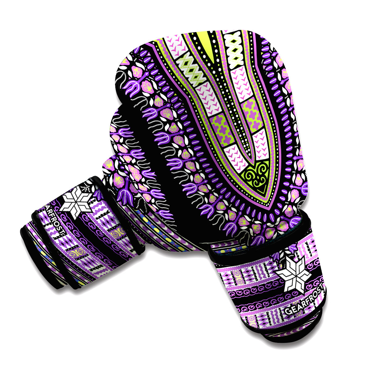 Black And Purple African Dashiki Print Boxing Gloves