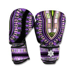 Black And Purple African Dashiki Print Boxing Gloves