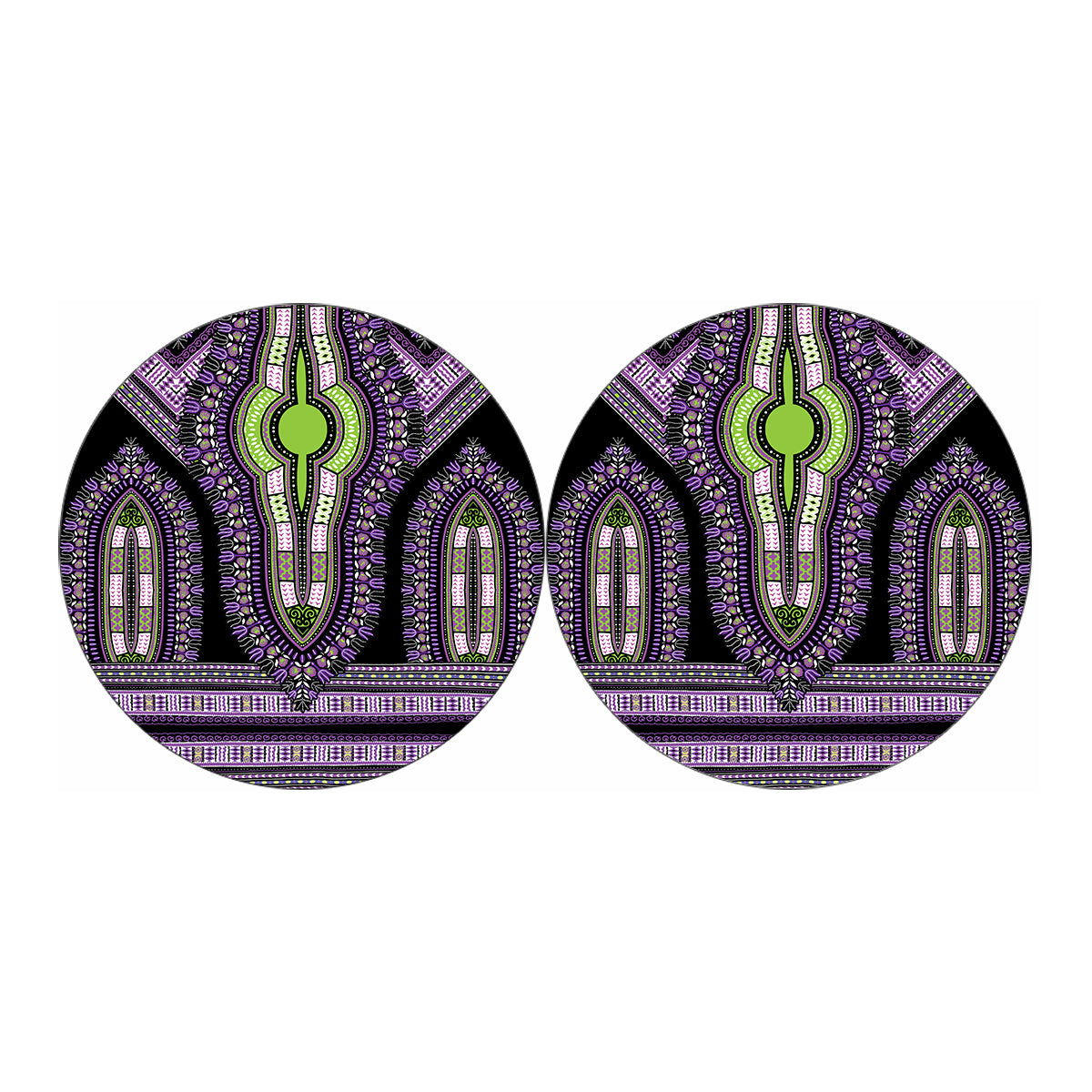 Black And Purple African Dashiki Print Car Coasters
