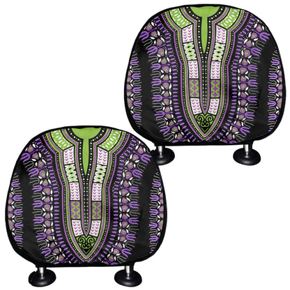 Black And Purple African Dashiki Print Car Headrest Covers