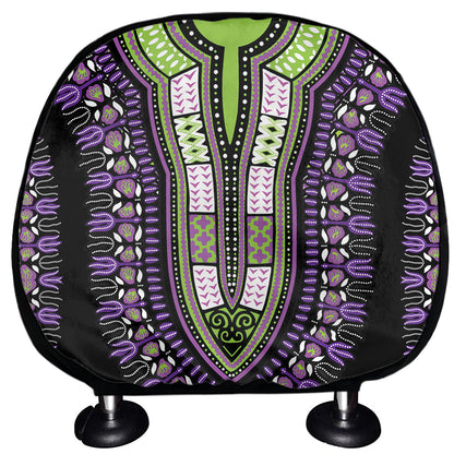 Black And Purple African Dashiki Print Car Headrest Covers