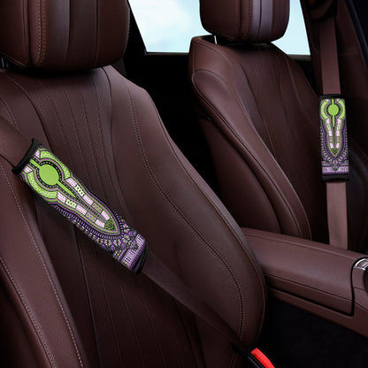 Black And Purple African Dashiki Print Car Seat Belt Covers
