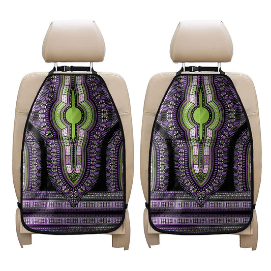 Black And Purple African Dashiki Print Car Seat Organizers