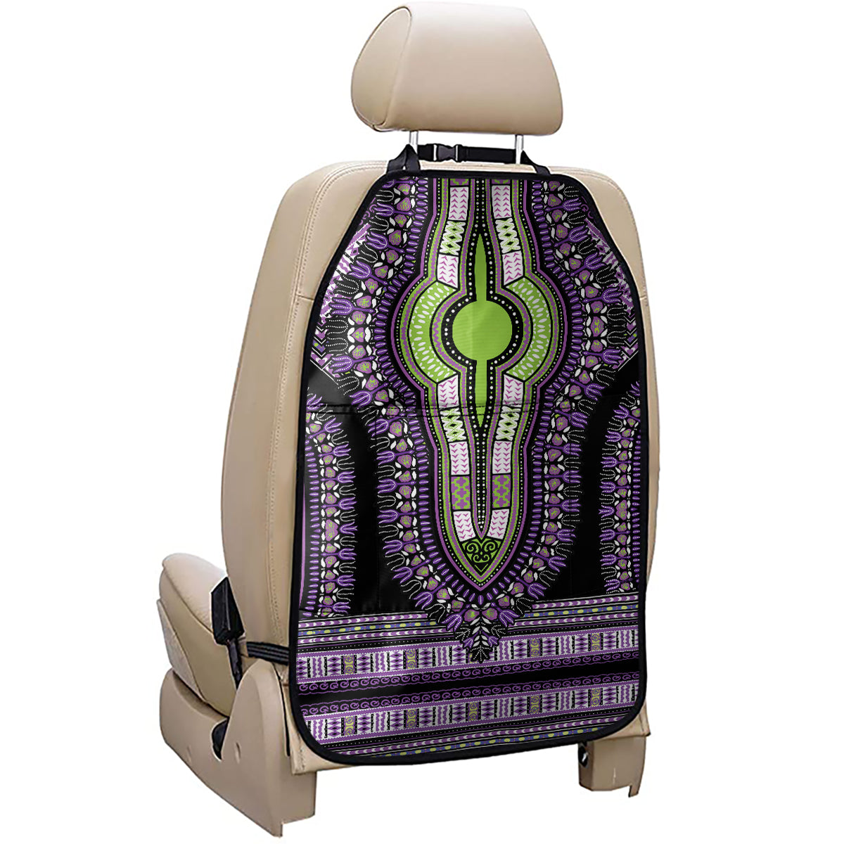 Black And Purple African Dashiki Print Car Seat Organizers