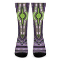 Black And Purple African Dashiki Print Crew Socks
