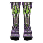 Black And Purple African Dashiki Print Crew Socks