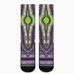 Black And Purple African Dashiki Print Crew Socks