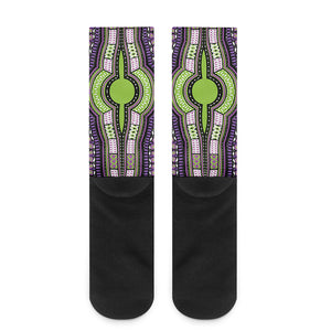 Black And Purple African Dashiki Print Crew Socks