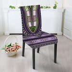 Black And Purple African Dashiki Print Dining Chair Slipcover