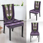Black And Purple African Dashiki Print Dining Chair Slipcover