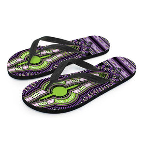 Black And Purple African Dashiki Print Flip Flops