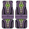 Black And Purple African Dashiki Print Front and Back Car Floor Mats