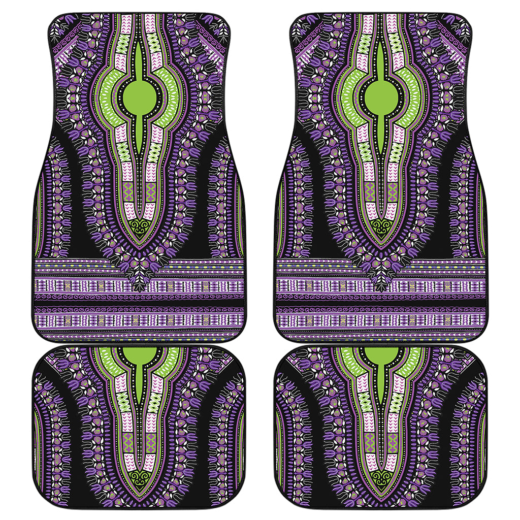 Black And Purple African Dashiki Print Front and Back Car Floor Mats