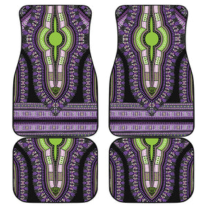 Black And Purple African Dashiki Print Front and Back Car Floor Mats