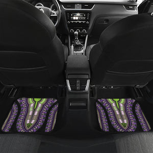 Black And Purple African Dashiki Print Front and Back Car Floor Mats