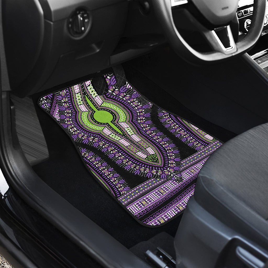 Black And Purple African Dashiki Print Front and Back Car Floor Mats