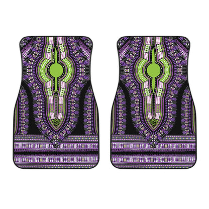 Black And Purple African Dashiki Print Front Car Floor Mats
