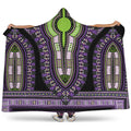 Black And Purple African Dashiki Print Hooded Blanket