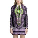 Black And Purple African Dashiki Print Hoodie Dress