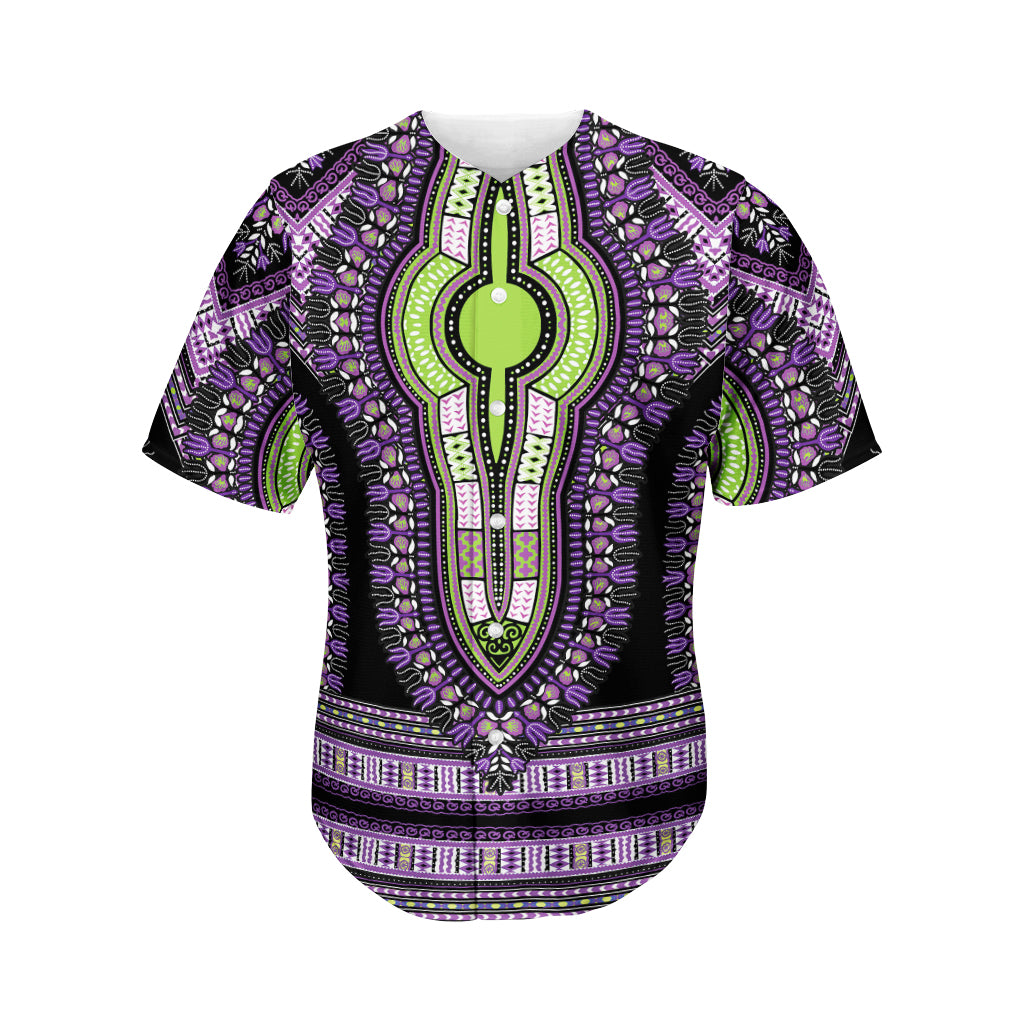 Black And Purple African Dashiki Print Men's Baseball Jersey