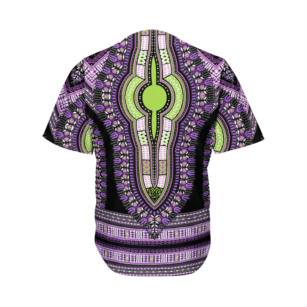 Black And Purple African Dashiki Print Men's Baseball Jersey