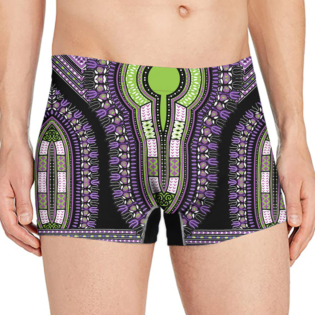 Black And Purple African Dashiki Print Men's Boxer Briefs