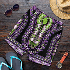 Black And Purple African Dashiki Print Men's Shorts