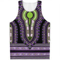Black And Purple African Dashiki Print Men's Tank Top