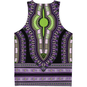 Black And Purple African Dashiki Print Men's Tank Top