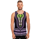 Black And Purple African Dashiki Print Men's Tank Top